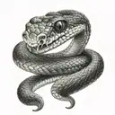 snake squeezing a crowing looking into its eyes  tattoo design idea