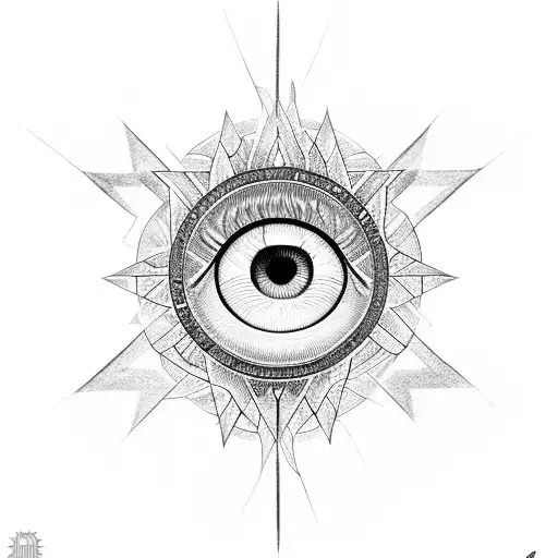Eye of prophecy with opened eye in the middle. It is surrounded by a star of david. geometric mandala design is engulfed tattoo design idea