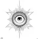 Eye of prophecy with opened eye in the middle. It is surrounded by a star of david. geometric mandala design is engulfed tattoo design idea