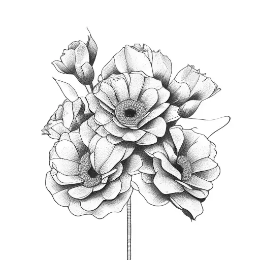 birth month flower bouquet with 1 February, 2 March, 1 April, 1 September, and 1 November to go on the ribs tattoo design idea