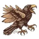 crow with worm in mouth flying  tattoo design idea