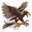 crow with worm in mouth flying  tattoo design idea