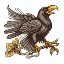 crow with worm in mouth flying  tattoo design idea