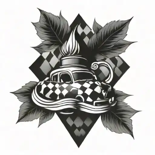 CHECKER BACKGROUND WITH PAUL ROSE ON TOP OF IT themed tattoo tattoo design idea
