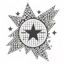 CHECKER BACKGROUND WITH A STAR WITH EMOJI INSIDE PART OF THE ARM SLEEVE tattoo design idea