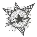CHECKER BACKGROUND WITH A STAR WITH EMOJI INSIDE PART OF THE ARM SLEEVE tattoo design idea