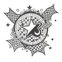 CHECKER BACKGROUND WITH A STAR WITH EMOJI INSIDE PART OF THE ARM SLEEVE tattoo design idea