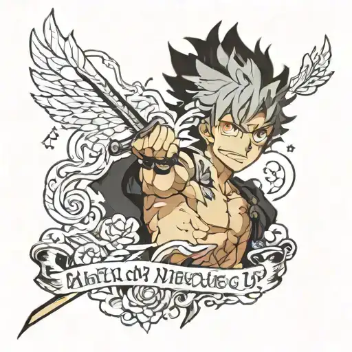 asta black clover saying "my magic is never giving up"  tattoo design idea