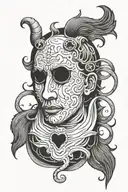 crying god with human heart tattoo design idea