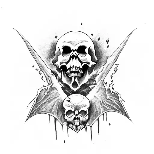 vampire skull tear out creepy  tattoo design idea