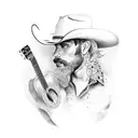 cowboy guitar tattoo design idea