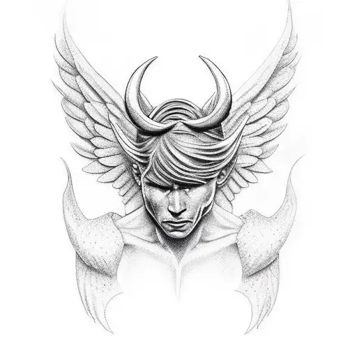 angel and demon tattoo design idea