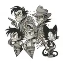 A 90s cartoon-inspired tattoo featuring iconic characters from that era tattoo design idea