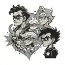 A 90s cartoon-inspired tattoo featuring iconic characters from that era tattoo design idea