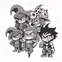 A 90s cartoon-inspired tattoo featuring iconic characters from that era tattoo design idea