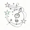 stars music note transforming tattoo design idea