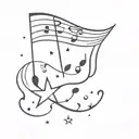 stars music note transforming tattoo design idea