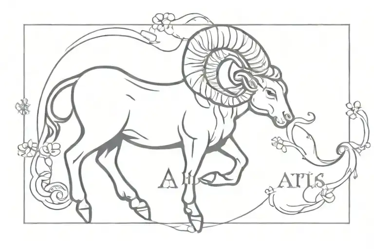 April 19 birth month with Aries zodiac sign tattoo design idea