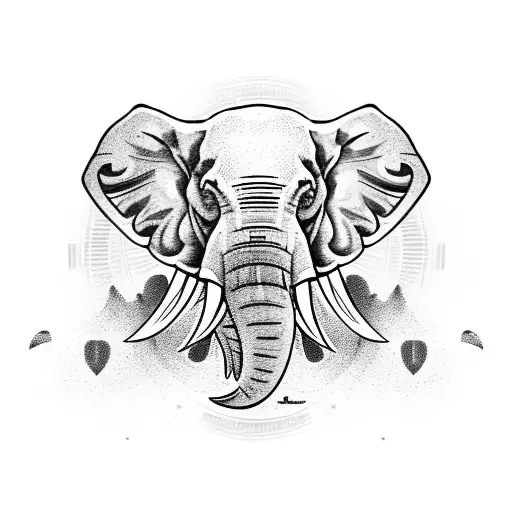 fallen angels around elephant with war paint tattoo design idea