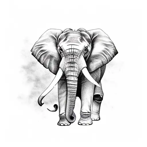 elephant warrior with red paint on face tattoo design idea