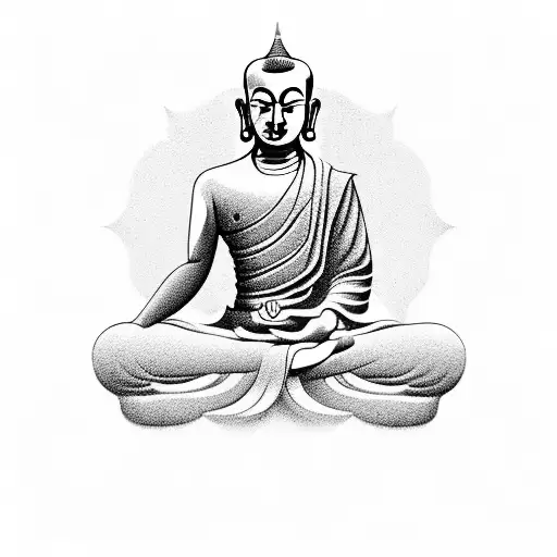 buddhist monk sits dzadzen tattoo design idea