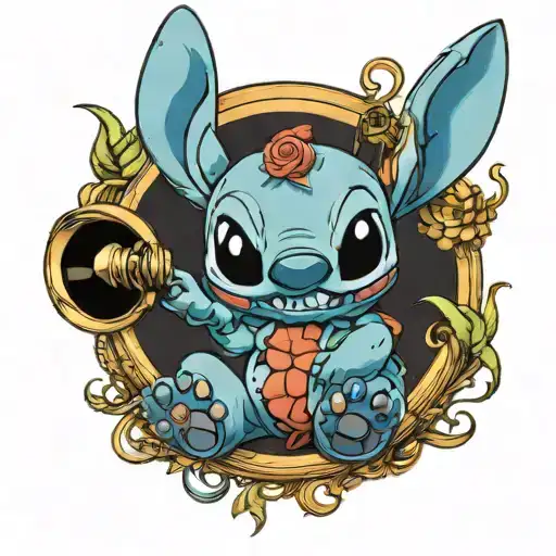 stitch and edm music tattoo design idea