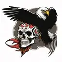 skeleton with eagle head tattoo design idea