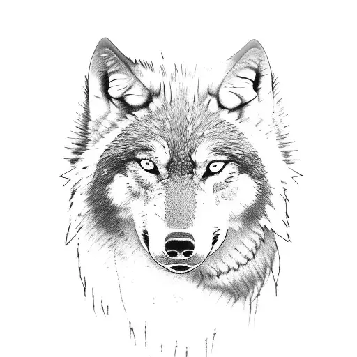 wolf with fur standing up on spine  tattoo design idea