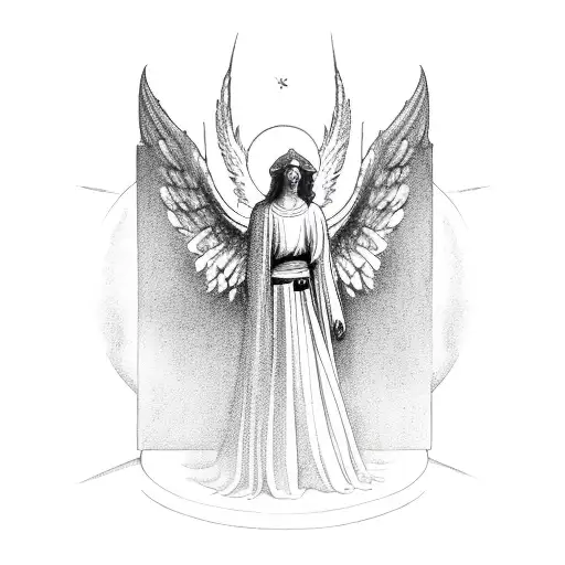 angel Gabriel guarding the gates of heaven tattoo design idea