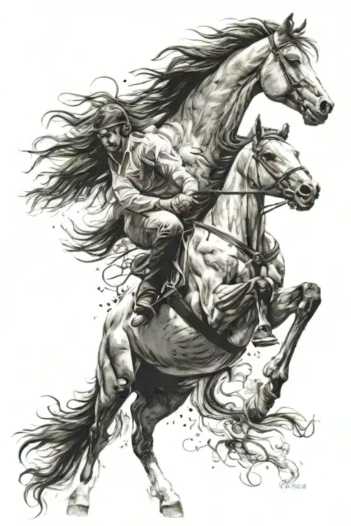 Realistic Horse Running tattoo design idea