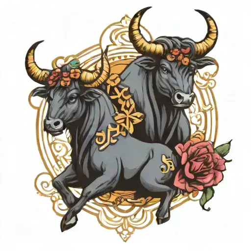 Taurus and libra zodiac sign incorporated tattoo design idea