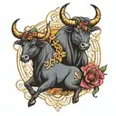 Taurus and libra zodiac sign incorporated tattoo design idea