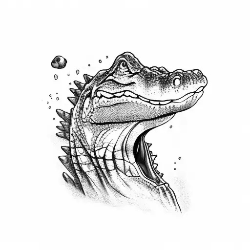 alligator head emerging from water tattoo design idea