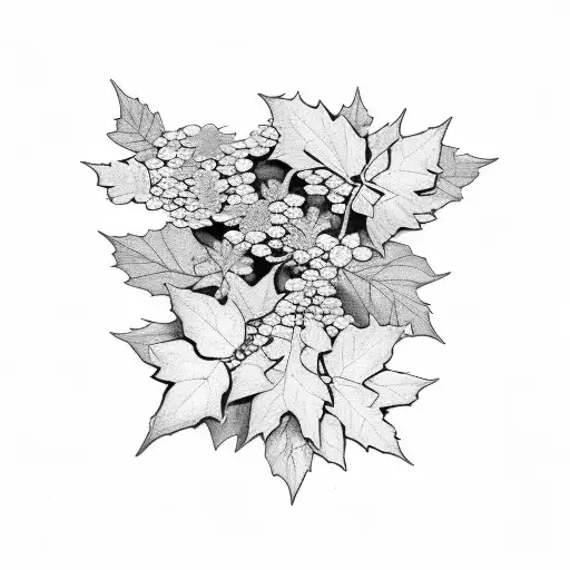 vine with leaves with birth flowers of months october, july, august, and july incorporated tattoo design idea