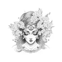 libra goddess surrounded by cherry blossoms  tattoo design idea
