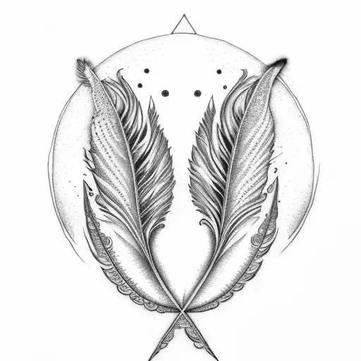 fractal feather basic moon tattoo design idea