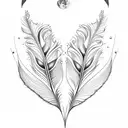 fractal feather basic moon tattoo design idea