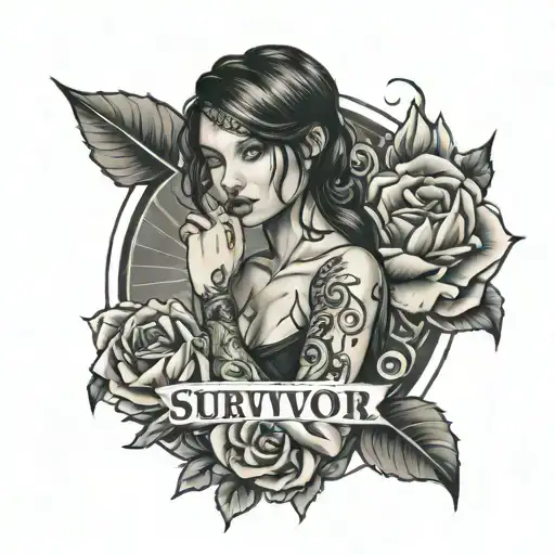 Survivor, fighter, strong, broken, beautiful woman tattoo design idea