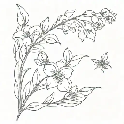 lily of the valley and cosmos flower together tattoo design idea
