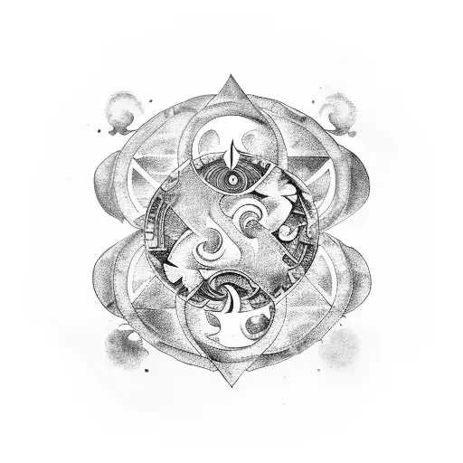 cancer zodiac yin yang mashup tattoo design idea