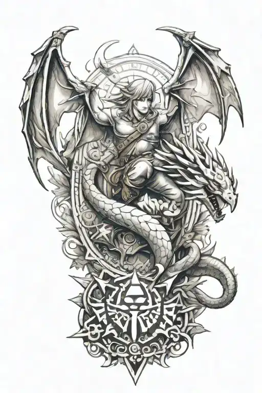 the legend of Zelda and dragons tattoo design idea