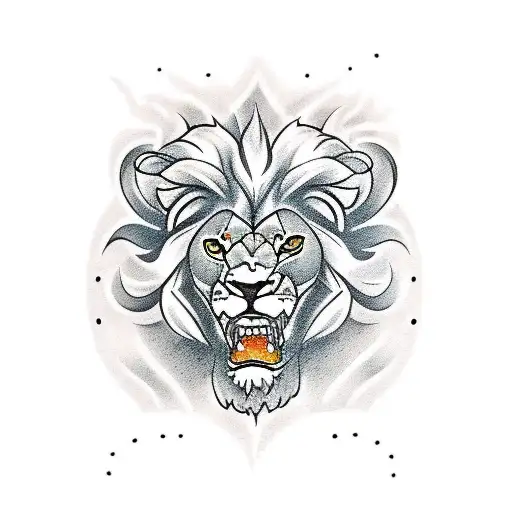 lion ice and fire tattoo design idea