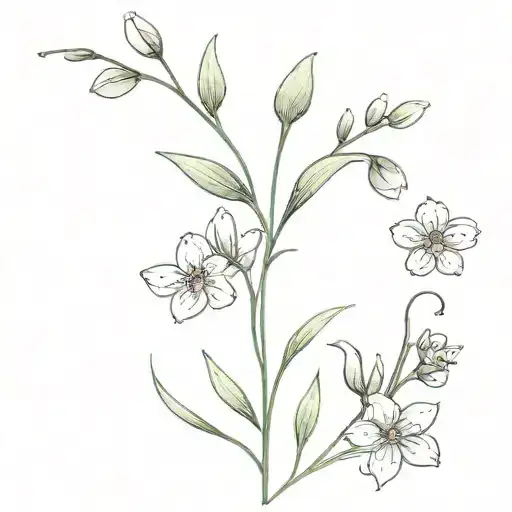 Bean sprout + saphirre + forget me not  tattoo design idea