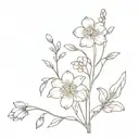 Bean sprout + saphirre + forget me not  tattoo design idea