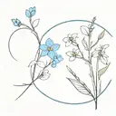 Bean sprout + saphirre + forget me not  tattoo design idea