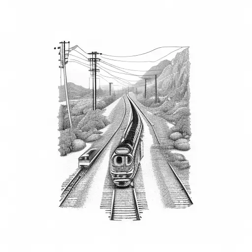train tracks chain tattoo design idea