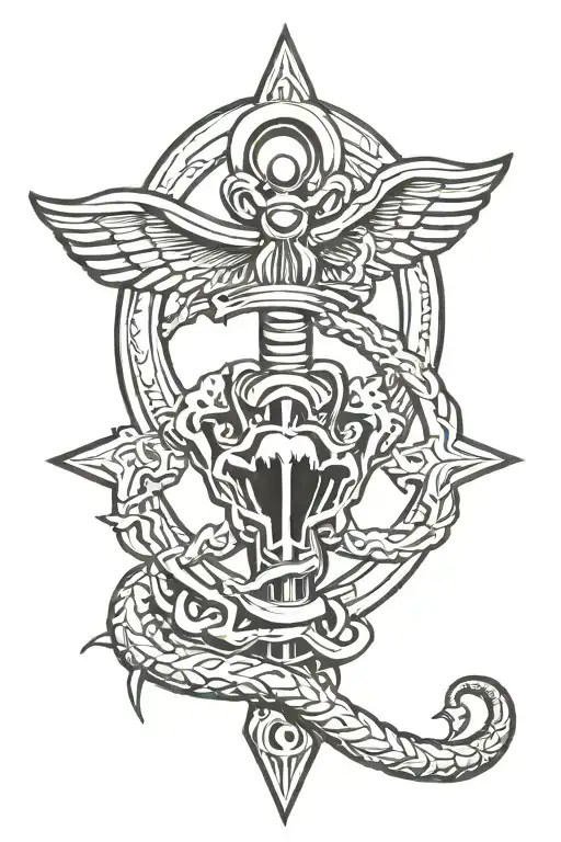 ankh with a scorpion wrapped tattoo design idea