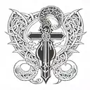 ankh with a scorpion wrapped tattoo design idea