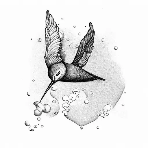 the word “1930” with humming bird on the zero tattoo design idea