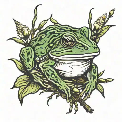 bullfrog and pussy willow tattoo design idea